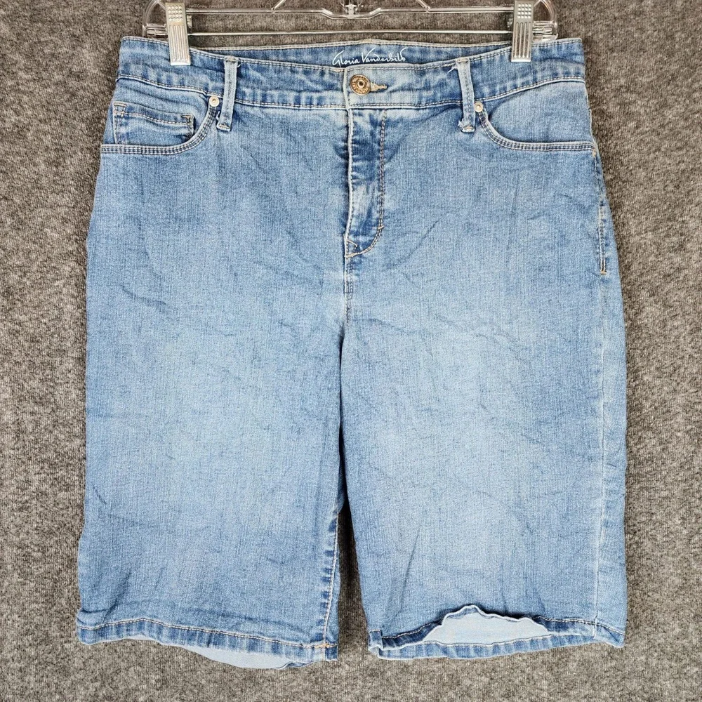 Gloria Vanderbilt Shorts Womens 10 All-Around Slimming Blue Denim Stretch EUC